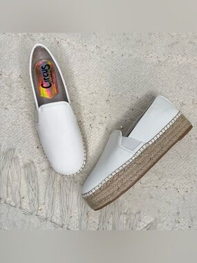 Circus by Sam Edelman white faux leather platform espadrille shoes 8 1/2 NWOT